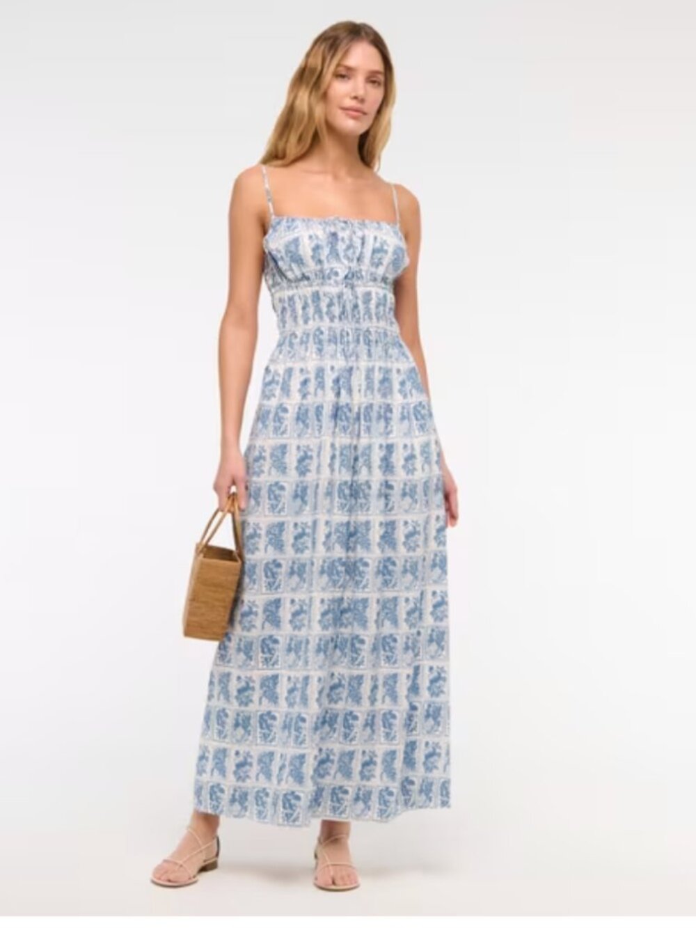 Abercrombie and Fitch Smocked Tie-Front Maxi Dress - Size Small Petite